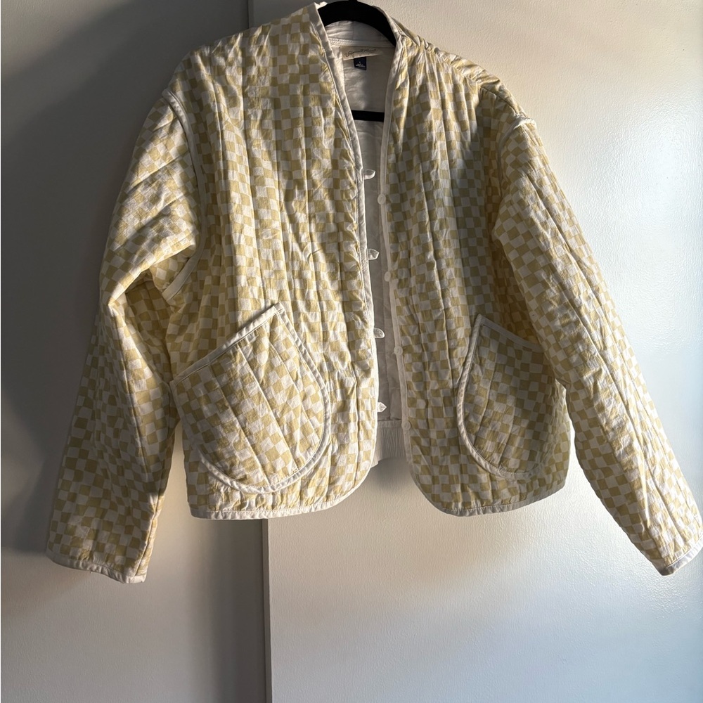 Universal Thread Light Green Checkered Puffer Jac… - image 1